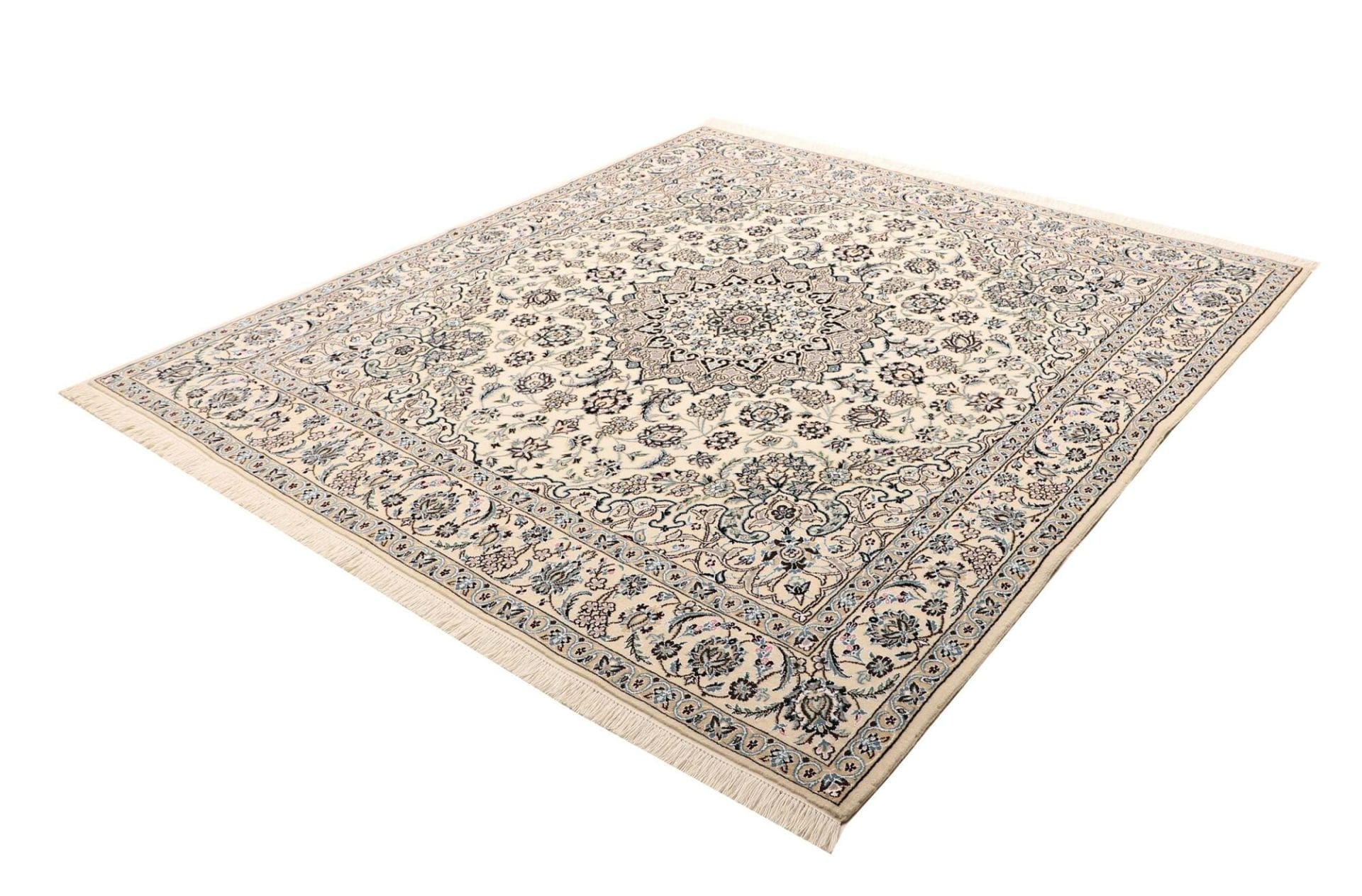 Nain Teppich 204 x 210 cm, florales Design, handgeknüpft
