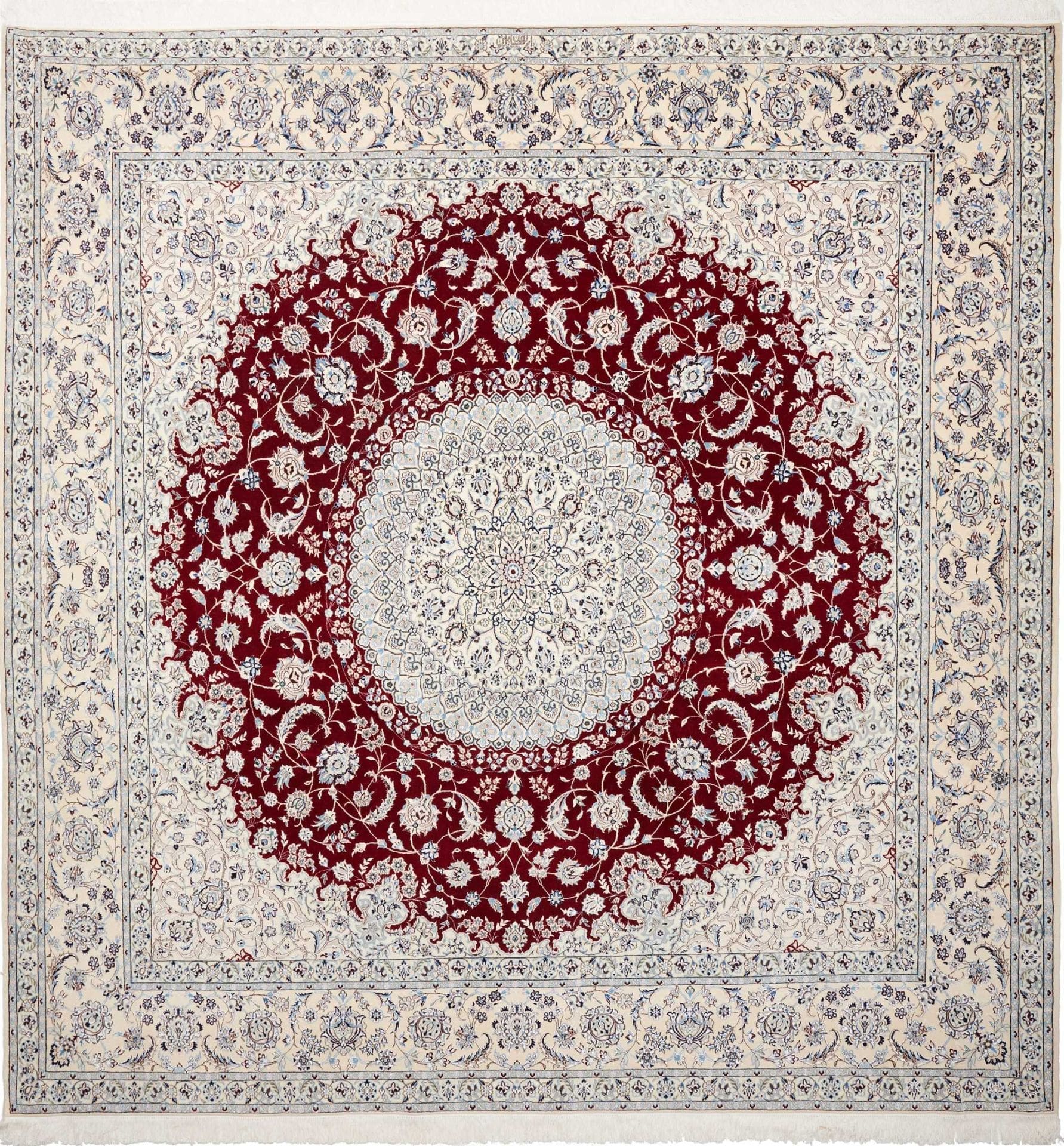 Nain Teppich 263 x 261cm, florales Muster, handgeknüpft, Perserteppich