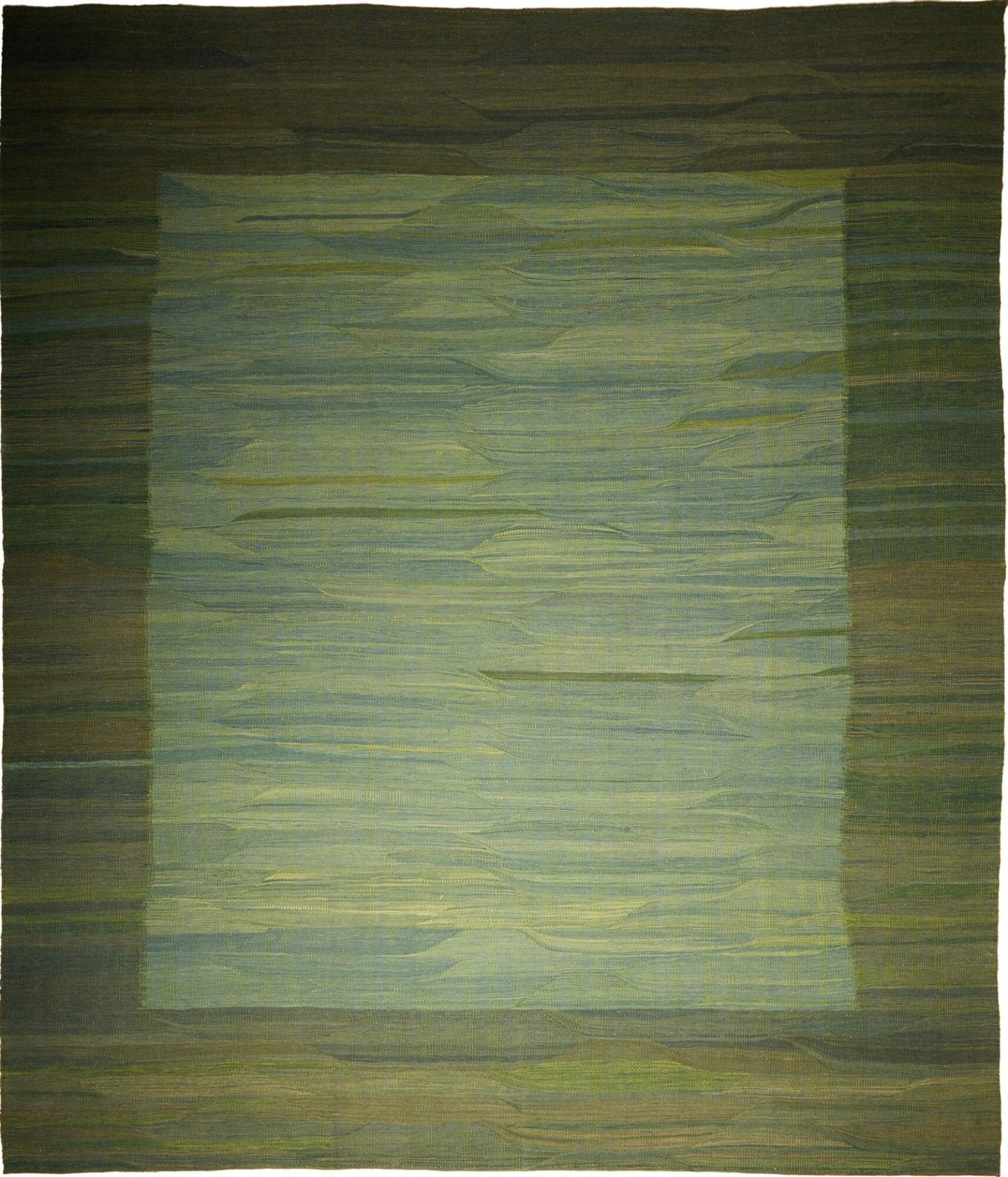 (Verkauft) Kelim Neo 356 x 418cm, handgewebt, rustikales Flair für Ihr Zuhause
