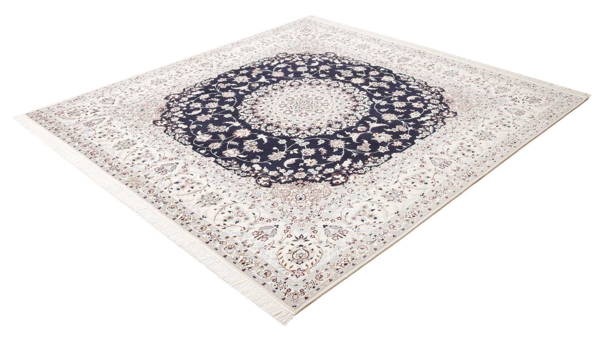 Nain Teppich 208 x 210 cm, Schurwolle, florale Muster, handgeknüpft