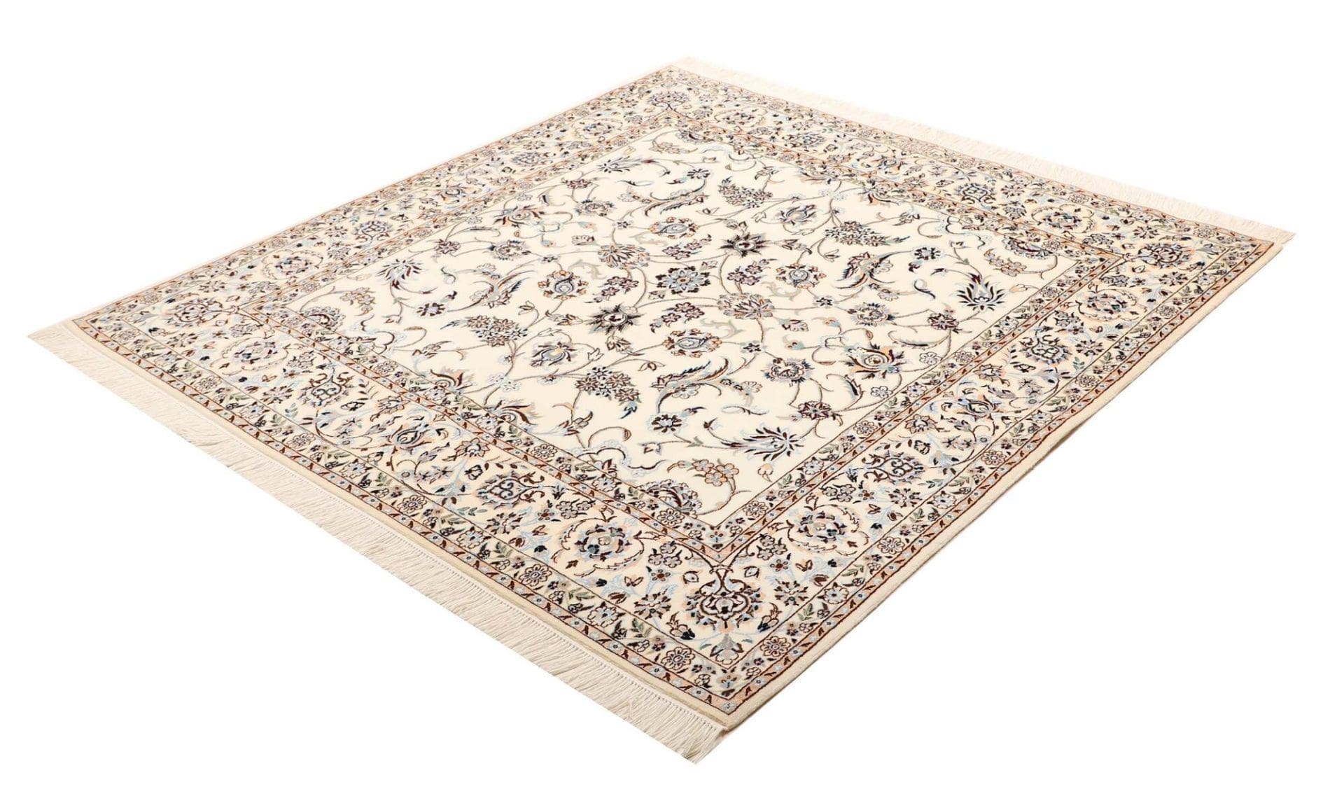 Nain Teppich 159 x 161 cm, florale Muster, handgeknüpft, Perserteppich