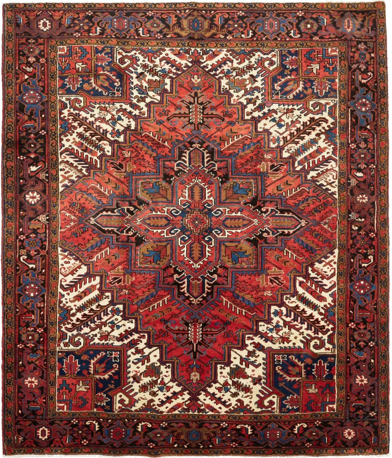 Heriz Teppich 243 x 285 cm, handgeknüpft, rustikales Design
