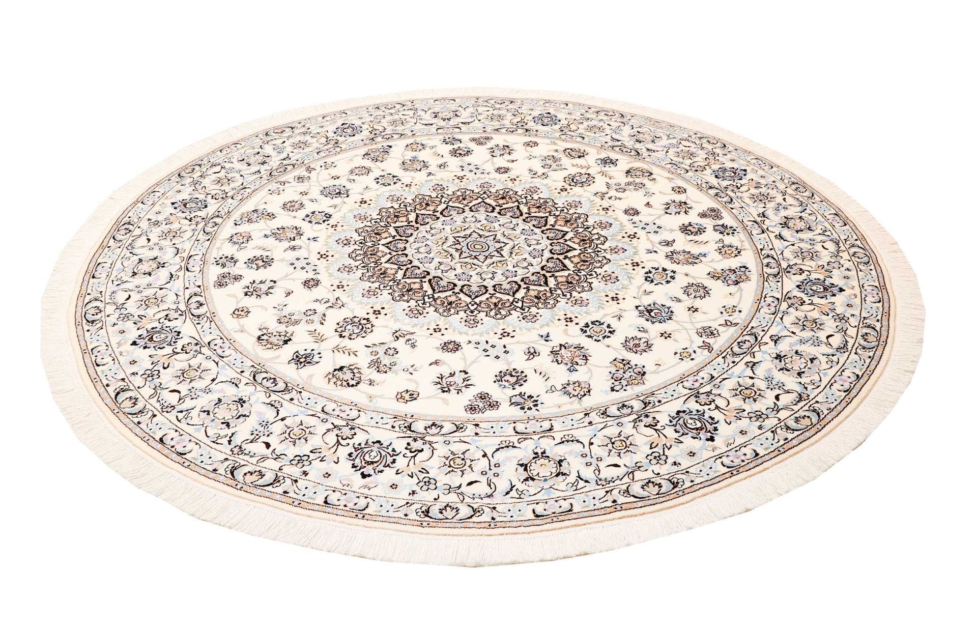 Nain Teppich 201x199cm, florales Design, handgeknüpft, Perserteppich
