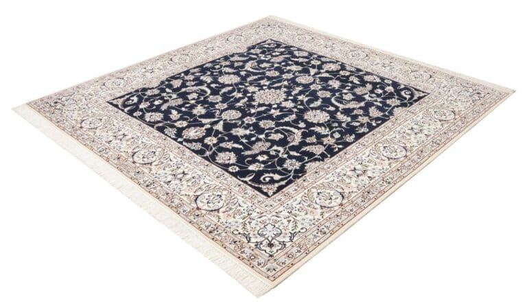 Nain Teppich 205x202 cm, florale Muster, handgeknüpft, Perserteppich