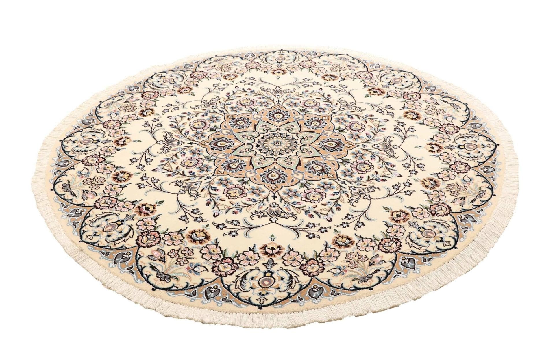 Nain Teppich 153 x 150cm, florale Muster, handgeknüpft, Perserteppich