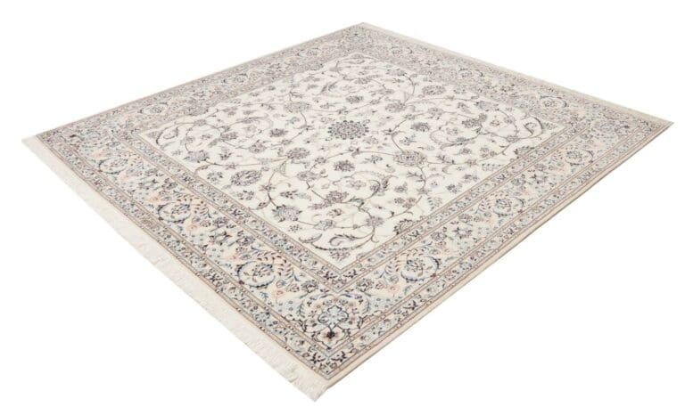 Nain Teppich 203 x 210 cm, florales Muster, handgeknüpft, Perserteppich