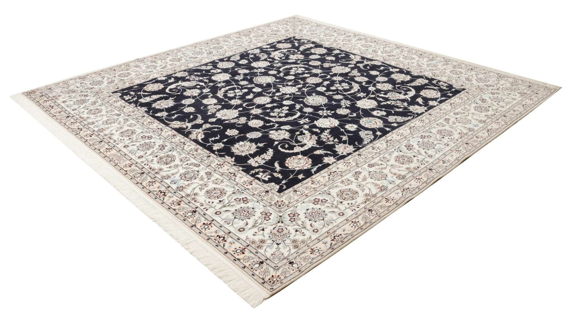 Exklusiver Nain Teppich 263 x 261cm, florale Muster, handgeknüpft