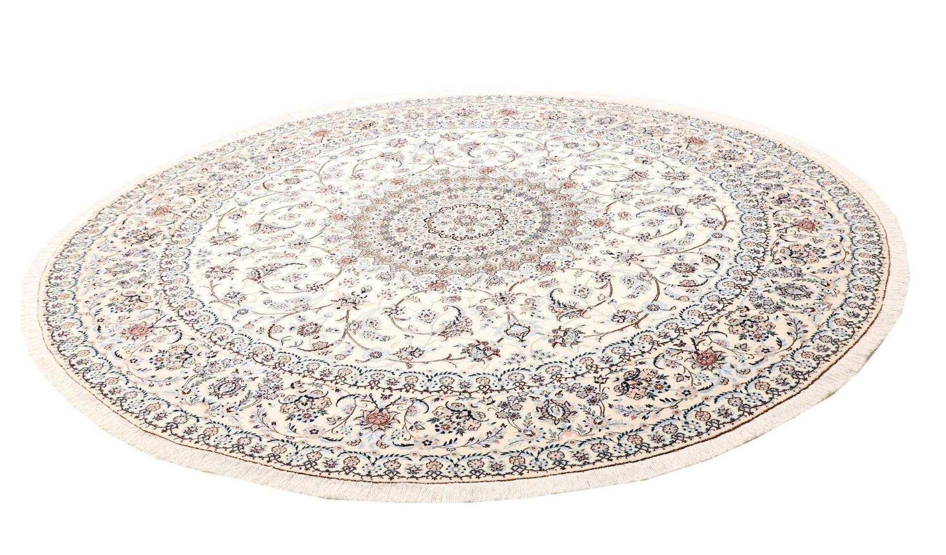 Nain Teppich 261 x 258cm, florale Muster, handgeknüpft, Perserteppich