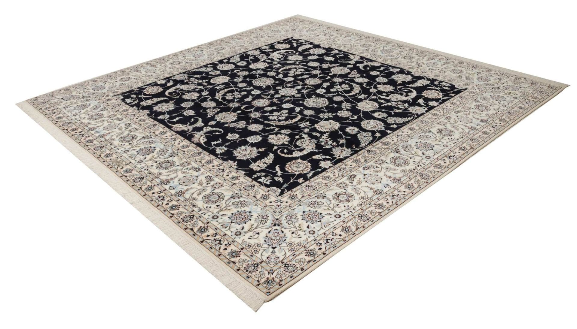 Nain Teppich 255x249 cm, Schurwolle, florale Muster, handgeknüpft