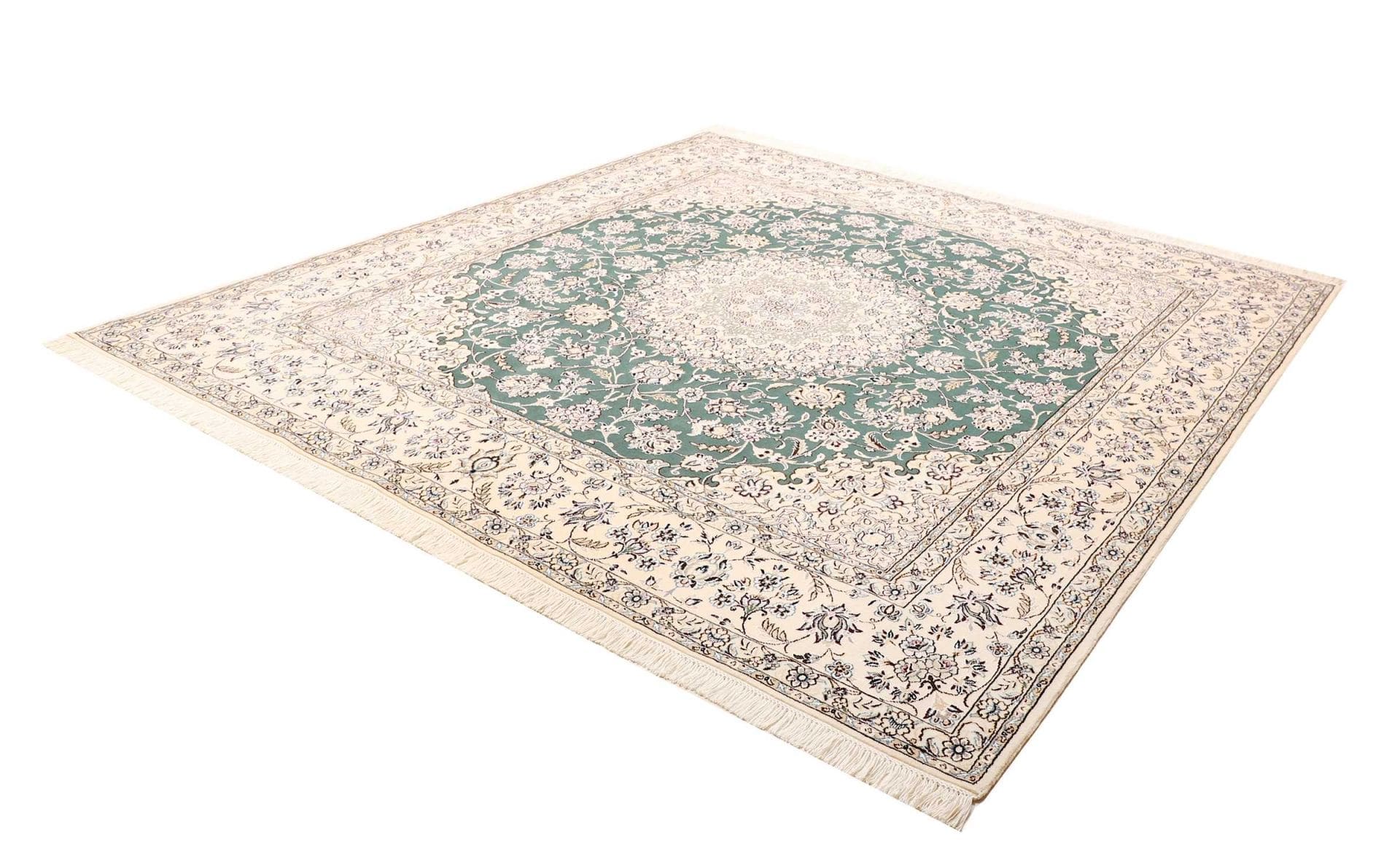 Nain Teppich 254 x 253 cm, florales Design, handgeknüpft H1