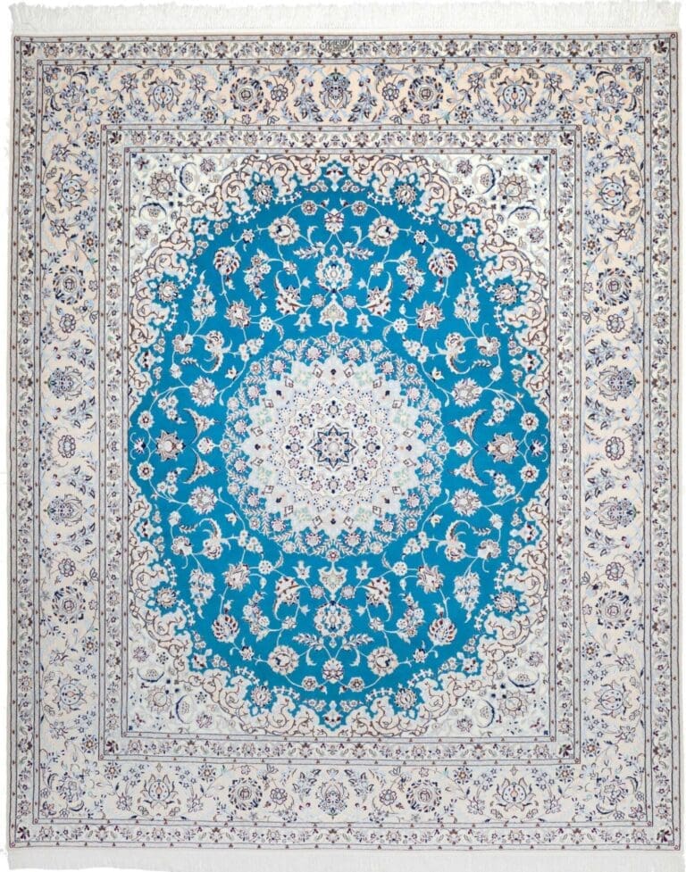 Nain Teppich 210 x 250 cm, florales Muster, handgeknüpft