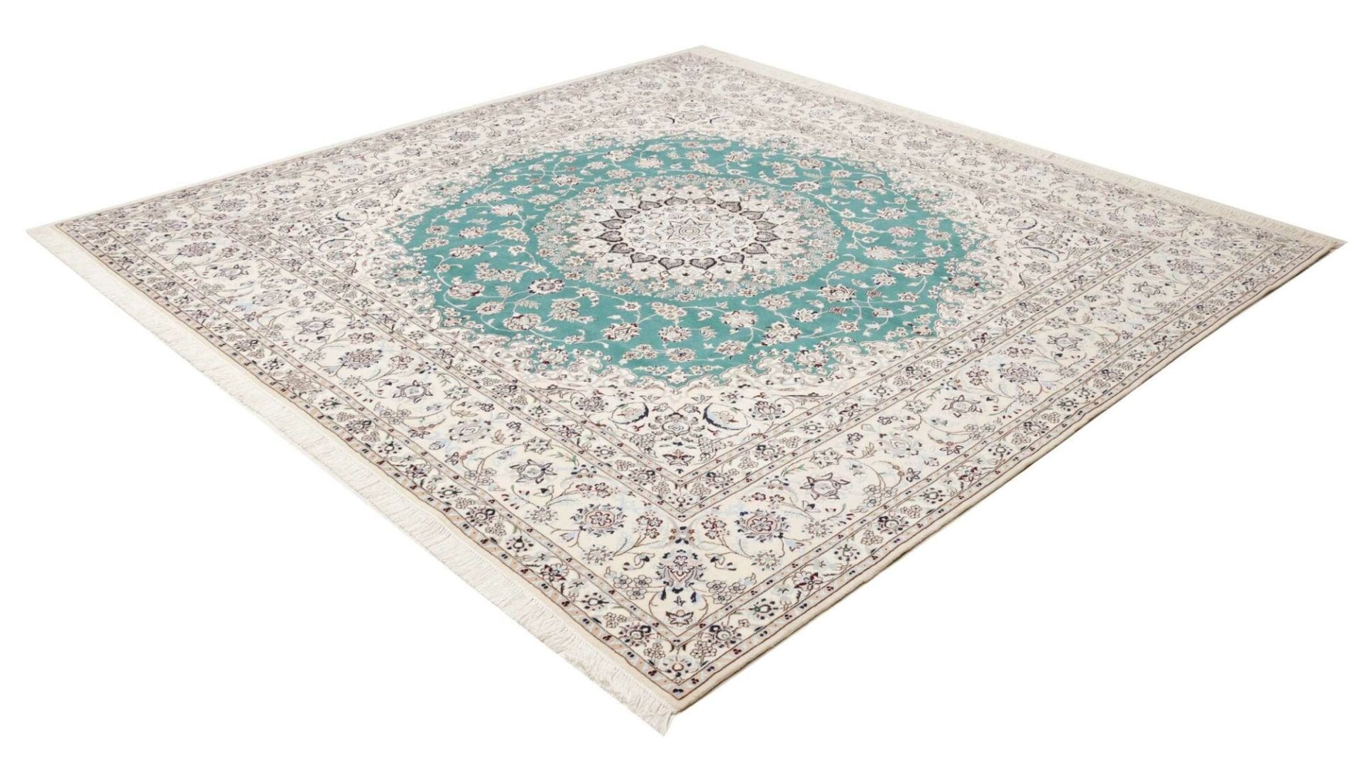 Nain Teppich 256 x 248 cm, florales Muster, handgeknüpft
