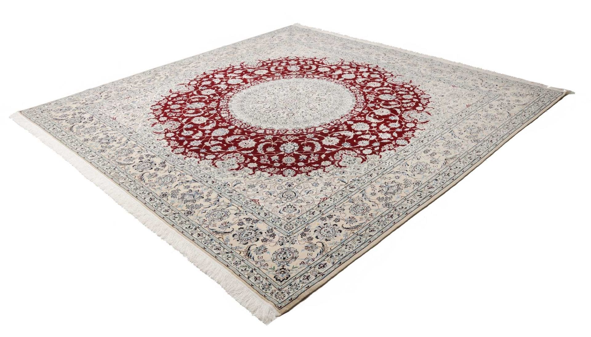 Nain Teppich 263 x 261cm, florales Muster, handgeknüpft, Perserteppich