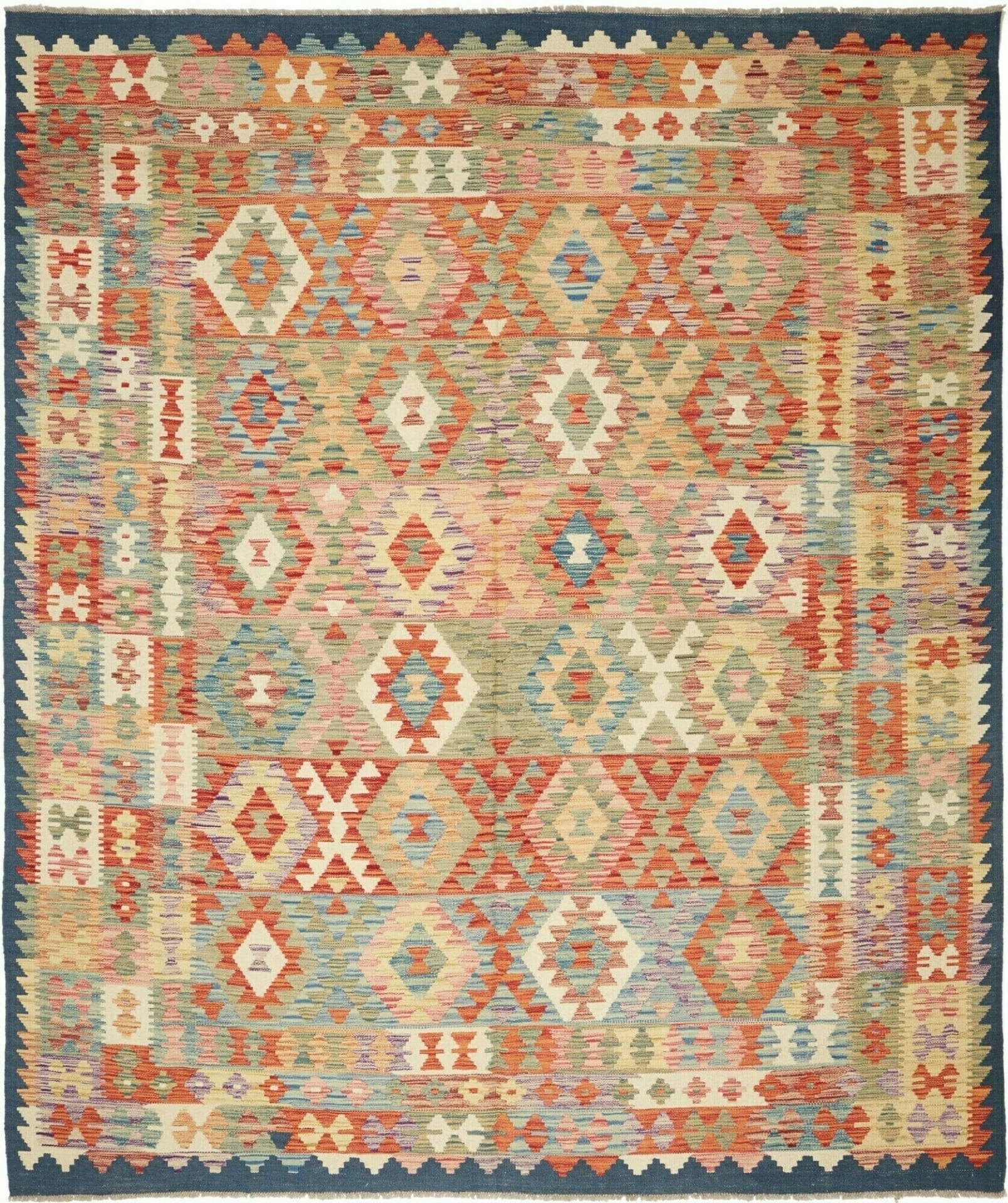 (Verkauft) Kelim Teppich 251 x 296cm, handgewebt, rustikales Flair, Wolle