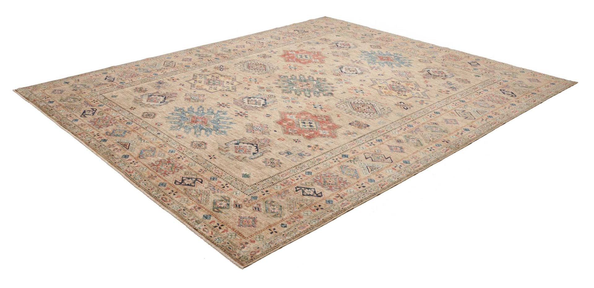 Kazak Teppich 254 x 302cm, geometrisch, Schurwolle, handgeknüpft