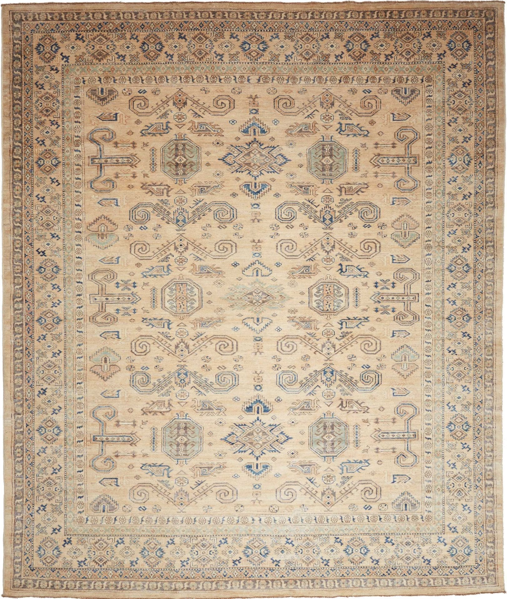 Kazak Teppich 253 x 298cm, geometrische Muster, handgeknüpft