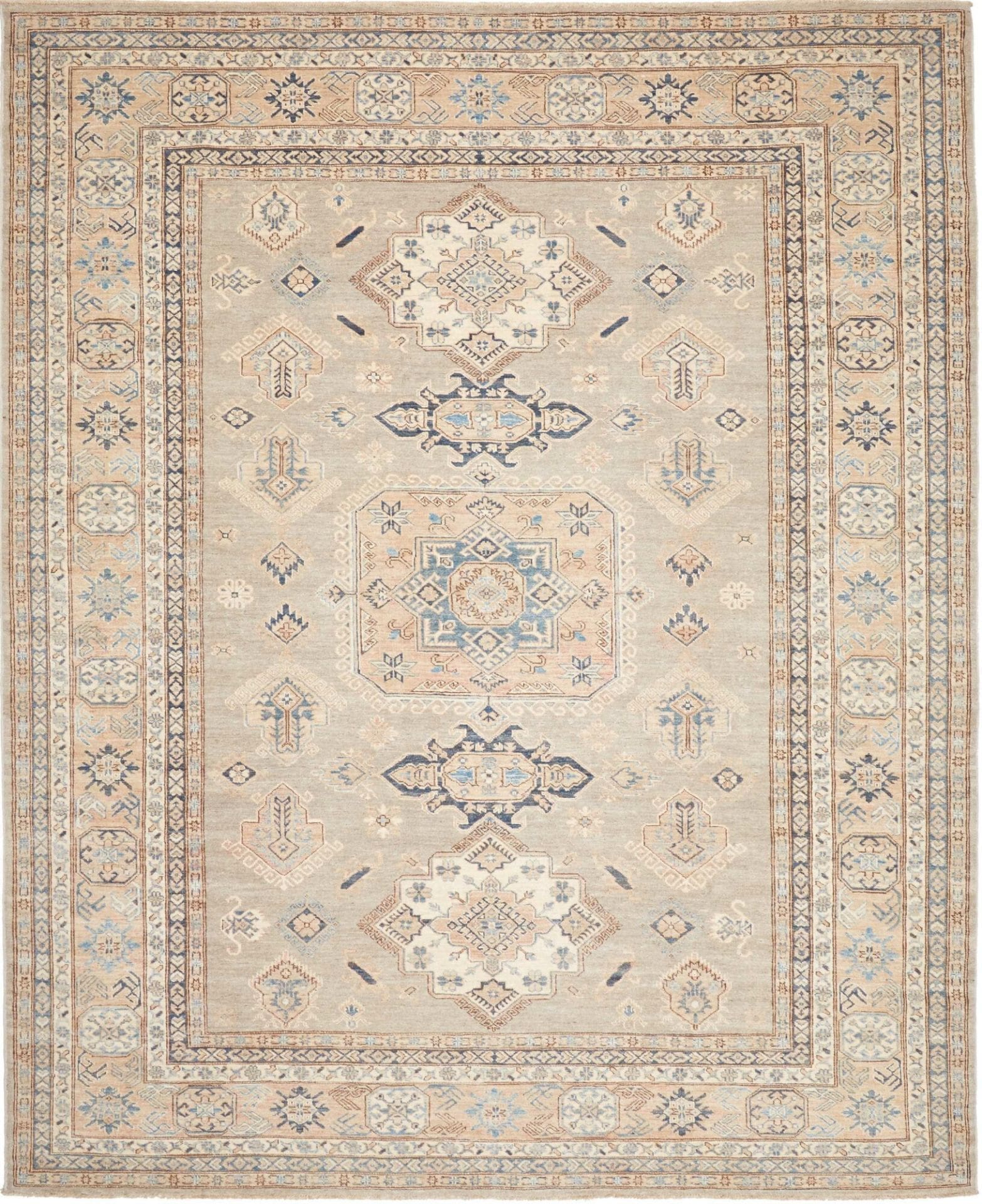 Kazak Teppich 253 x 301 cm, geometrisches Muster, handgeknüpft