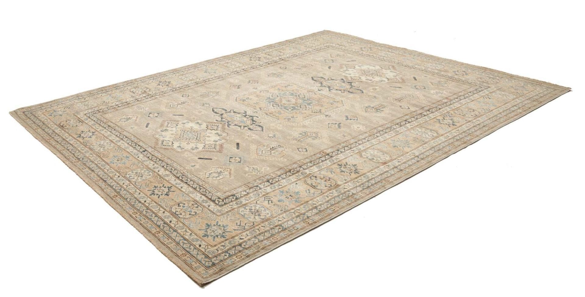 Kazak Teppich 253 x 301 cm, geometrisches Muster, handgeknüpft