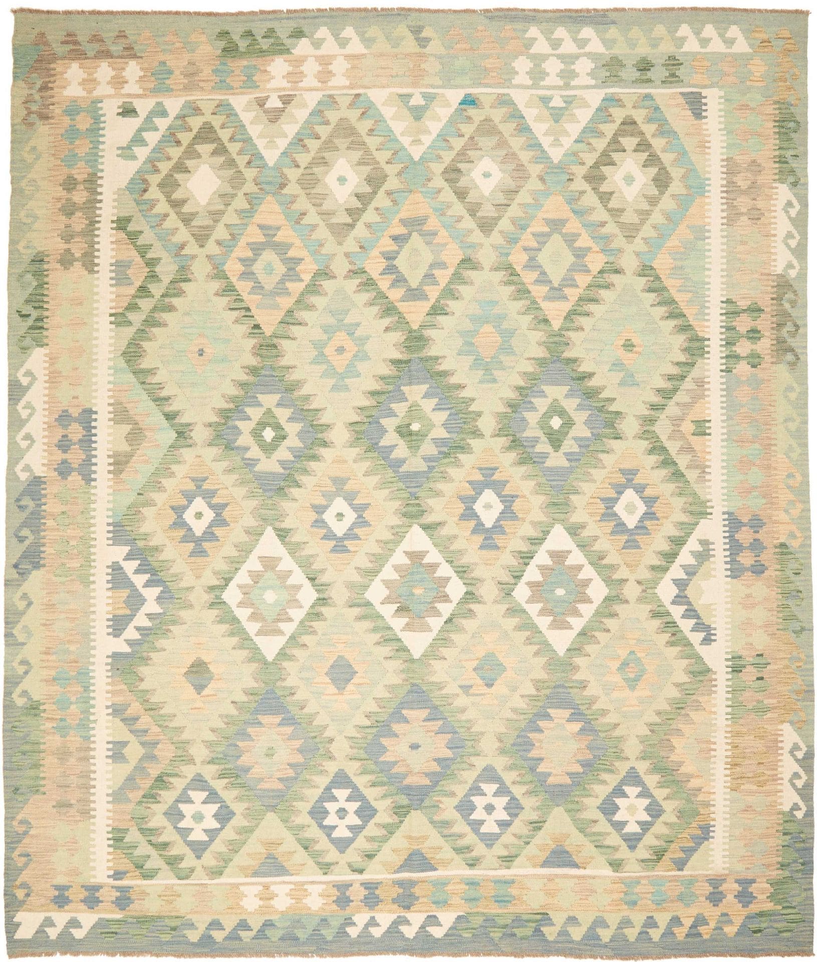 (Verkauft) Handgewebter Kelim Teppich 251 x 287cm aus Schurwolle, rustikal