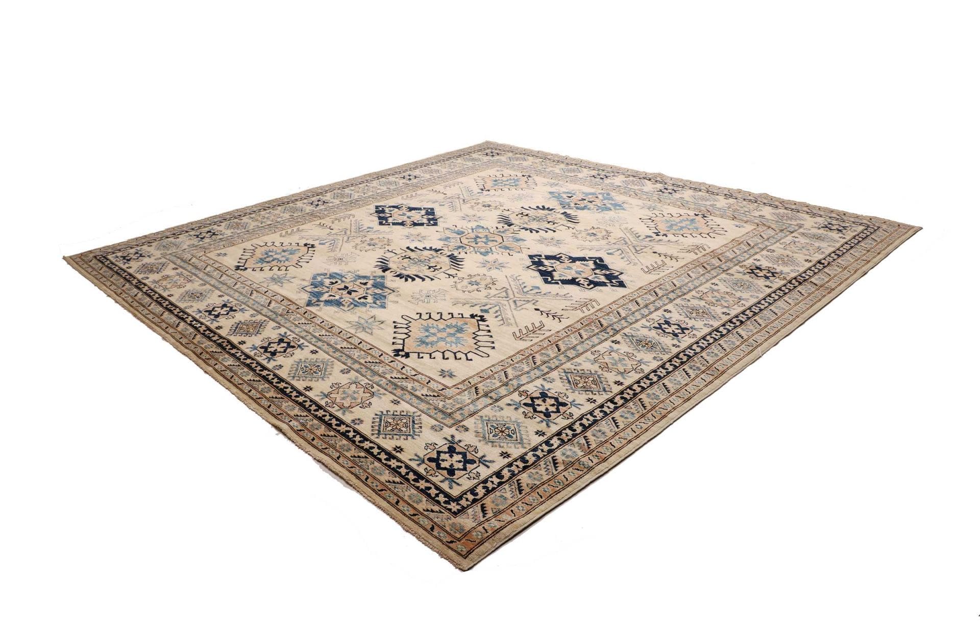 Kazak Teppich 307 x 299cm, geometrisches Muster, handgeknüpft