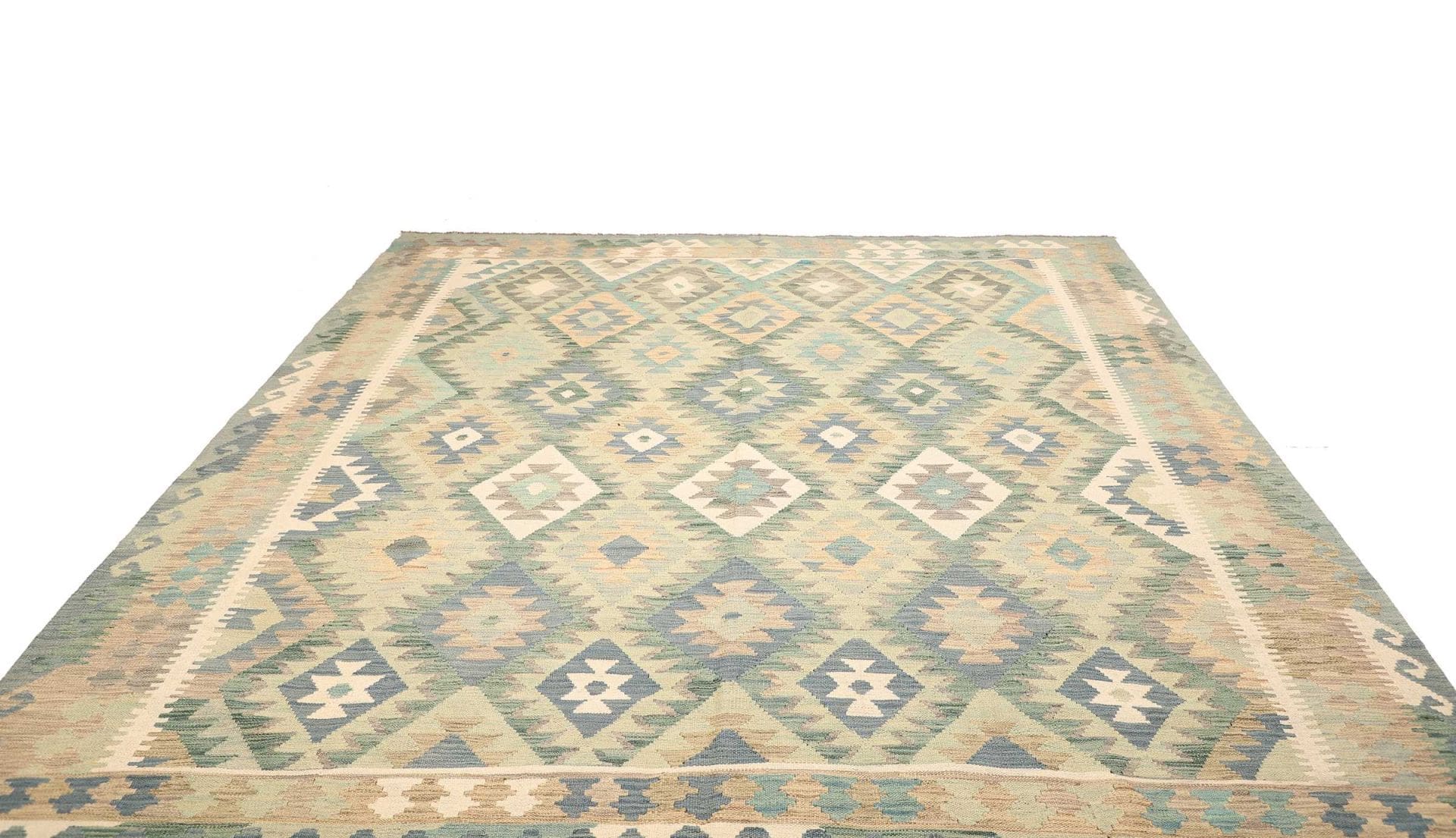(Verkauft) Handgewebter Kelim Teppich 251 x 287cm aus Schurwolle, rustikal