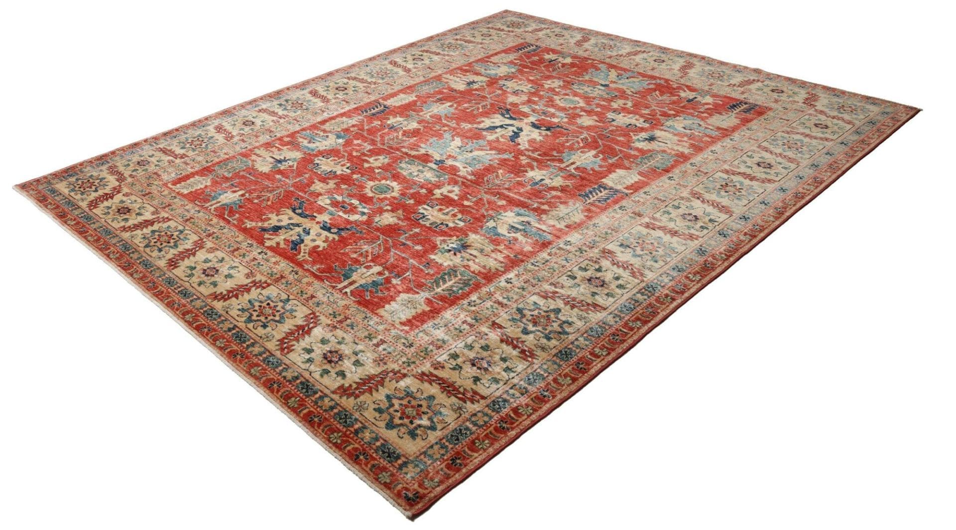Kazak Teppich 254 x 303 cm, geometrisches Muster, handgeknüpft
