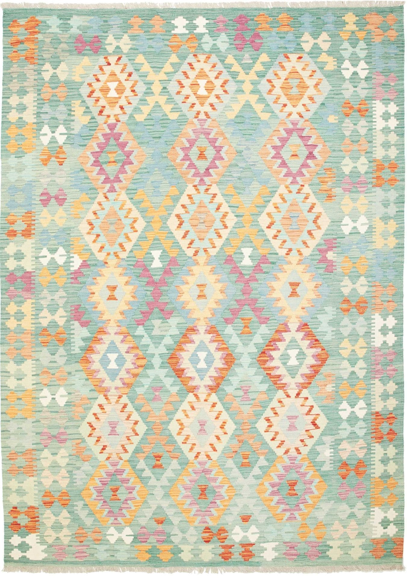 Kelim Teppich 181 x 247 cm, afghanisch, handgewebt, rustikal