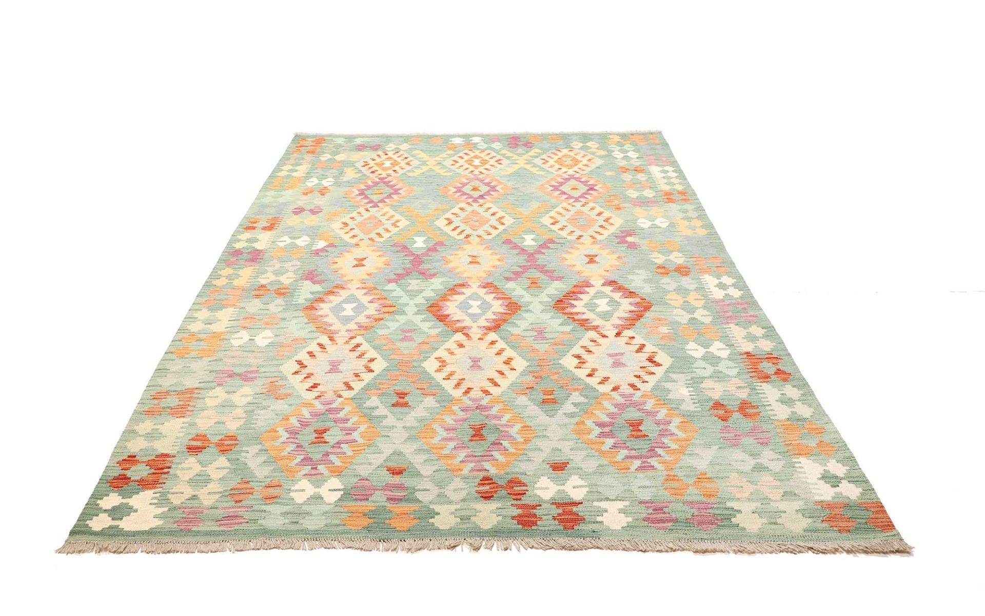 Kelim Teppich 181 x 247 cm, afghanisch, handgewebt, rustikal