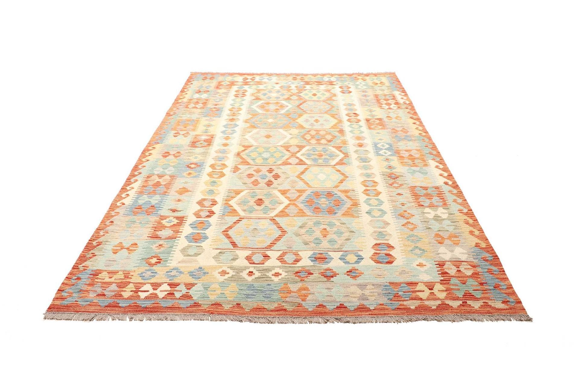 Afghanischer Kelim 178 x 257cm, geometrisches Muster, handgewebt
