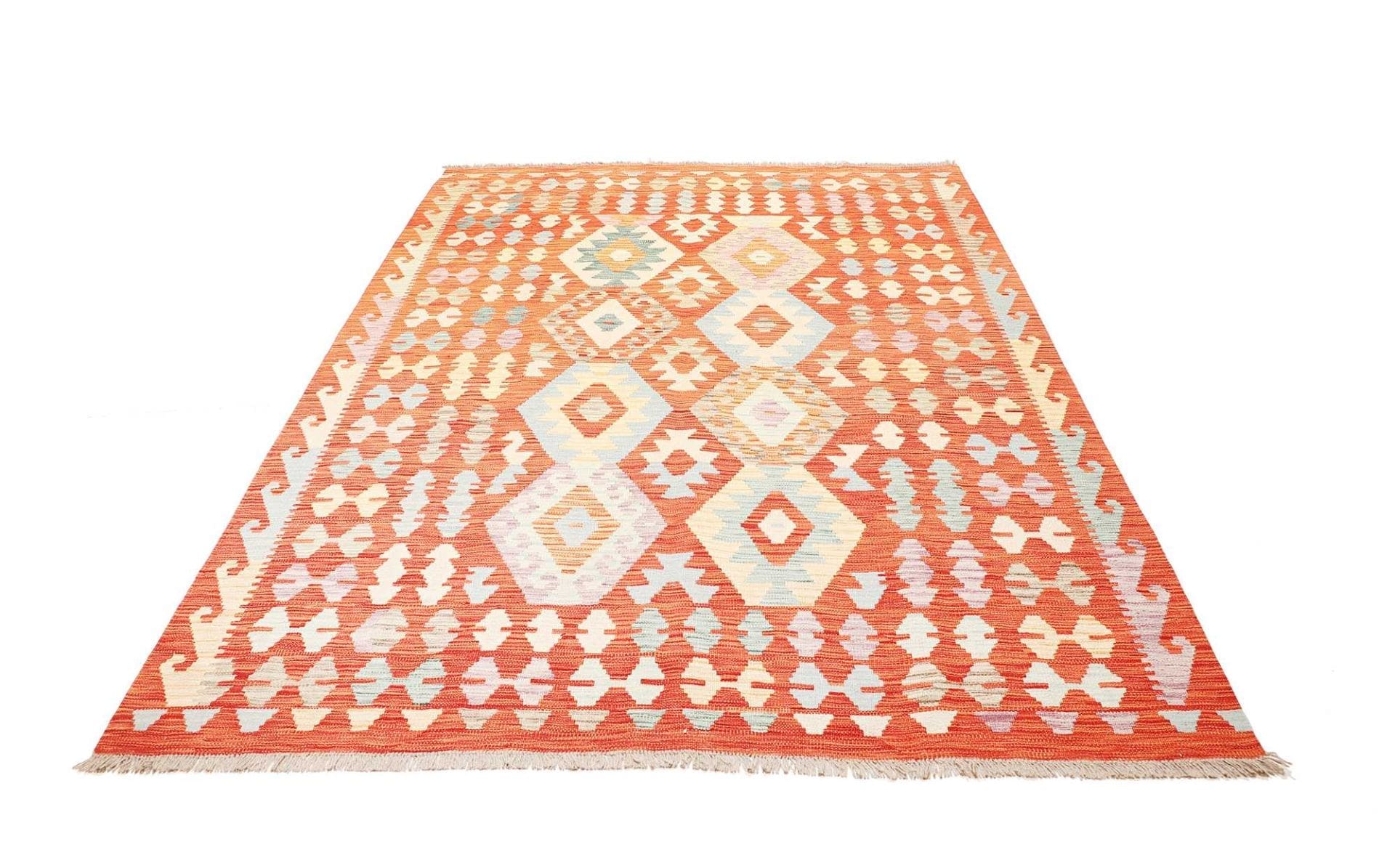 Afghanischer Kelim Teppich 179 x 240cm, geometrisches Muster, handgewebt