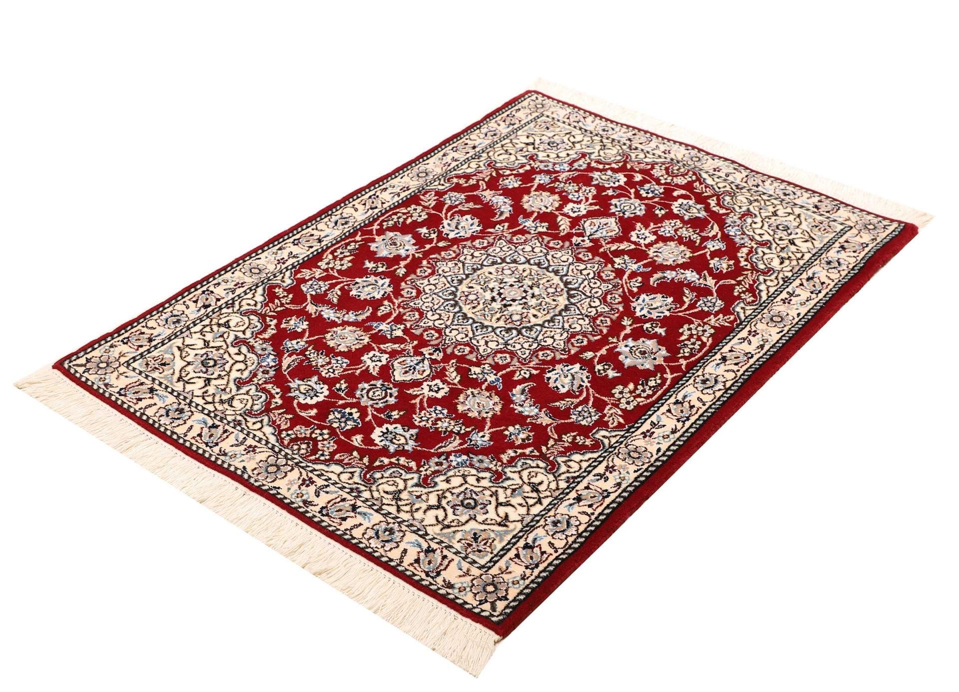 Exklusiver Nain Teppich 84 x 115cm, florales Muster, handgeknüpft