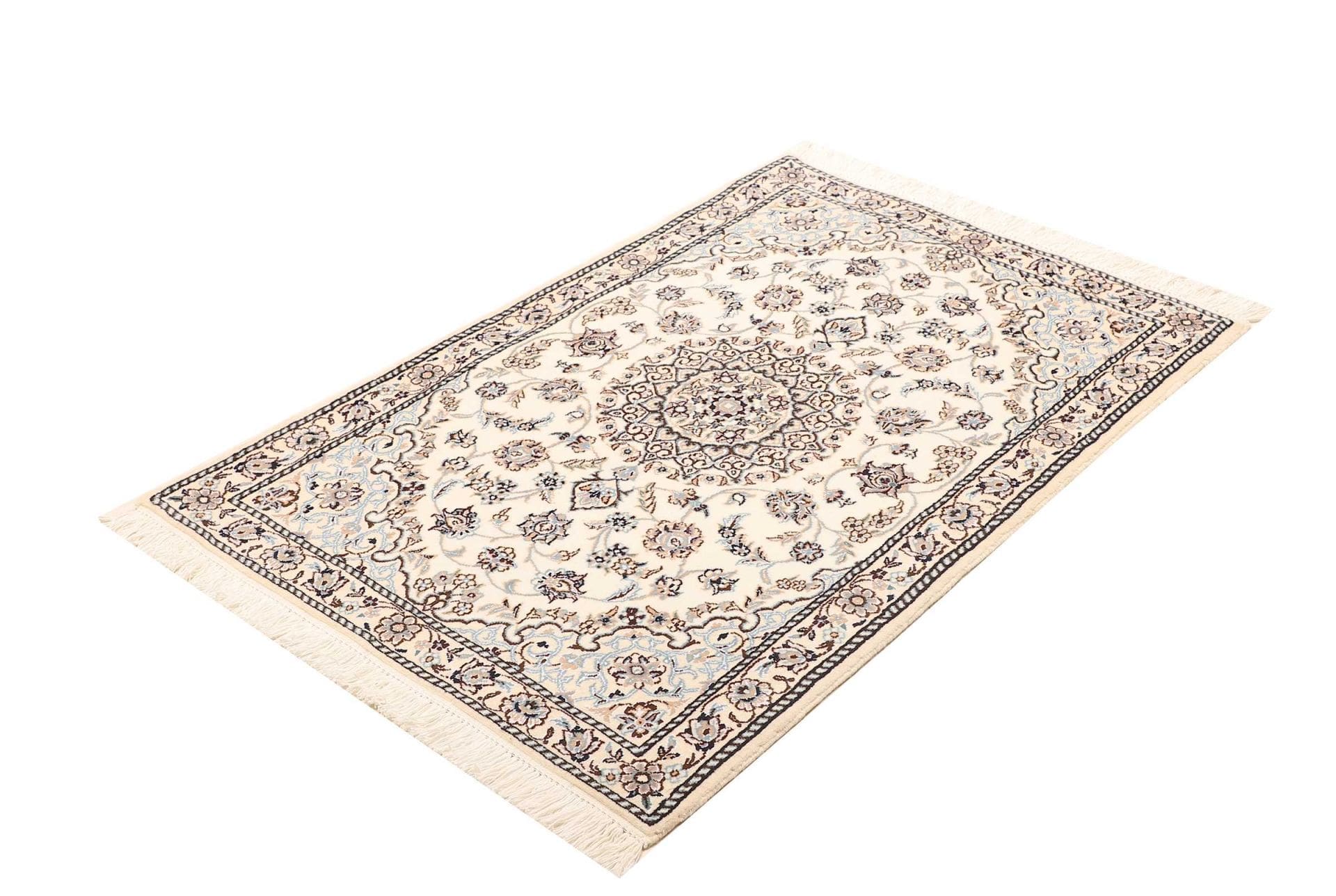 Nain Teppich 83 x 117cm, florale Muster, handgeknüpft, Perserteppich