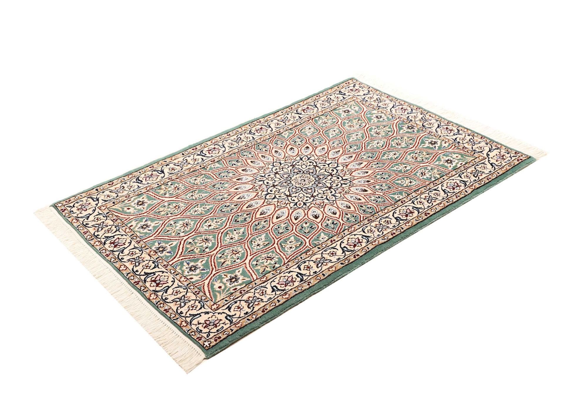 Nain Teppich 84 x 126 cm, florale Muster, handgeknüpft, Perserteppich