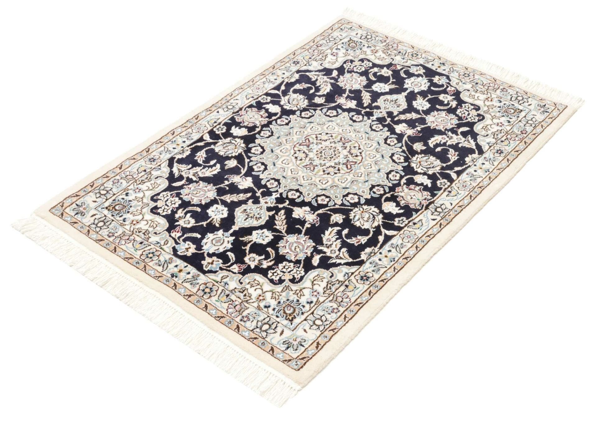 Nain Teppich 83 x 117cm, florales Design, Schurwolle, handgeknüpft