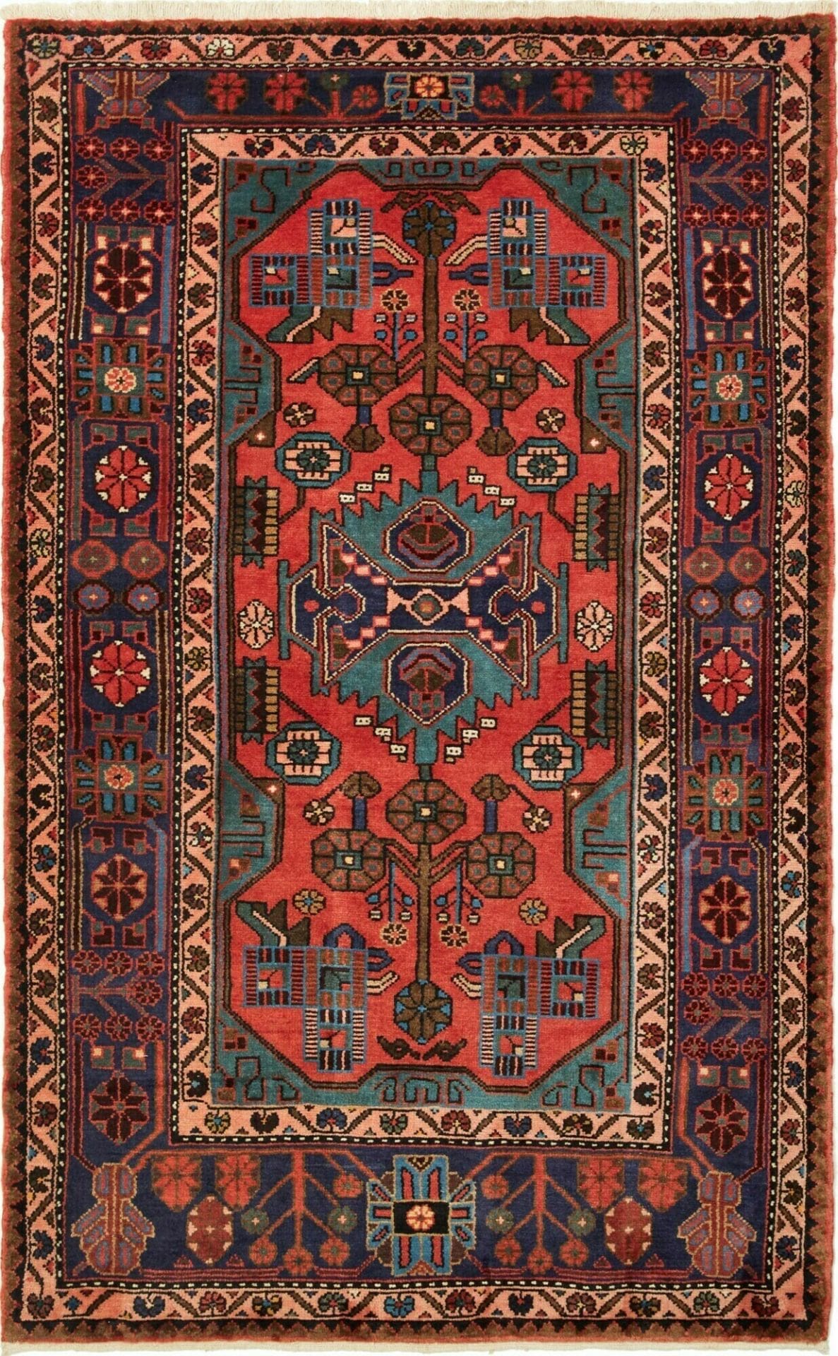 Hamadan Teppich 120 x 186cm, Schurwolle, Herati-Muster, handgeknüpft