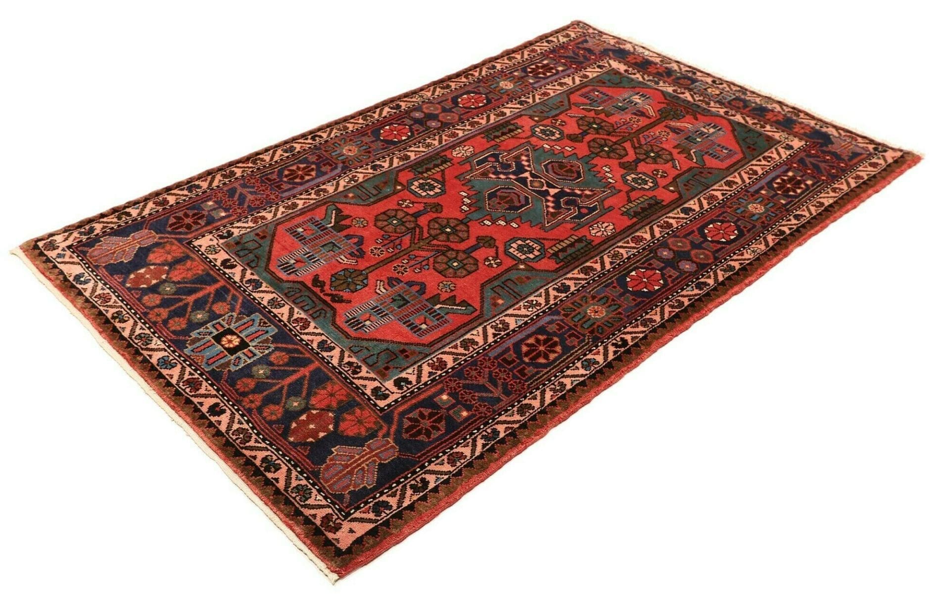 Hamadan Teppich 120 x 186cm, Schurwolle, Herati-Muster, handgeknüpft
