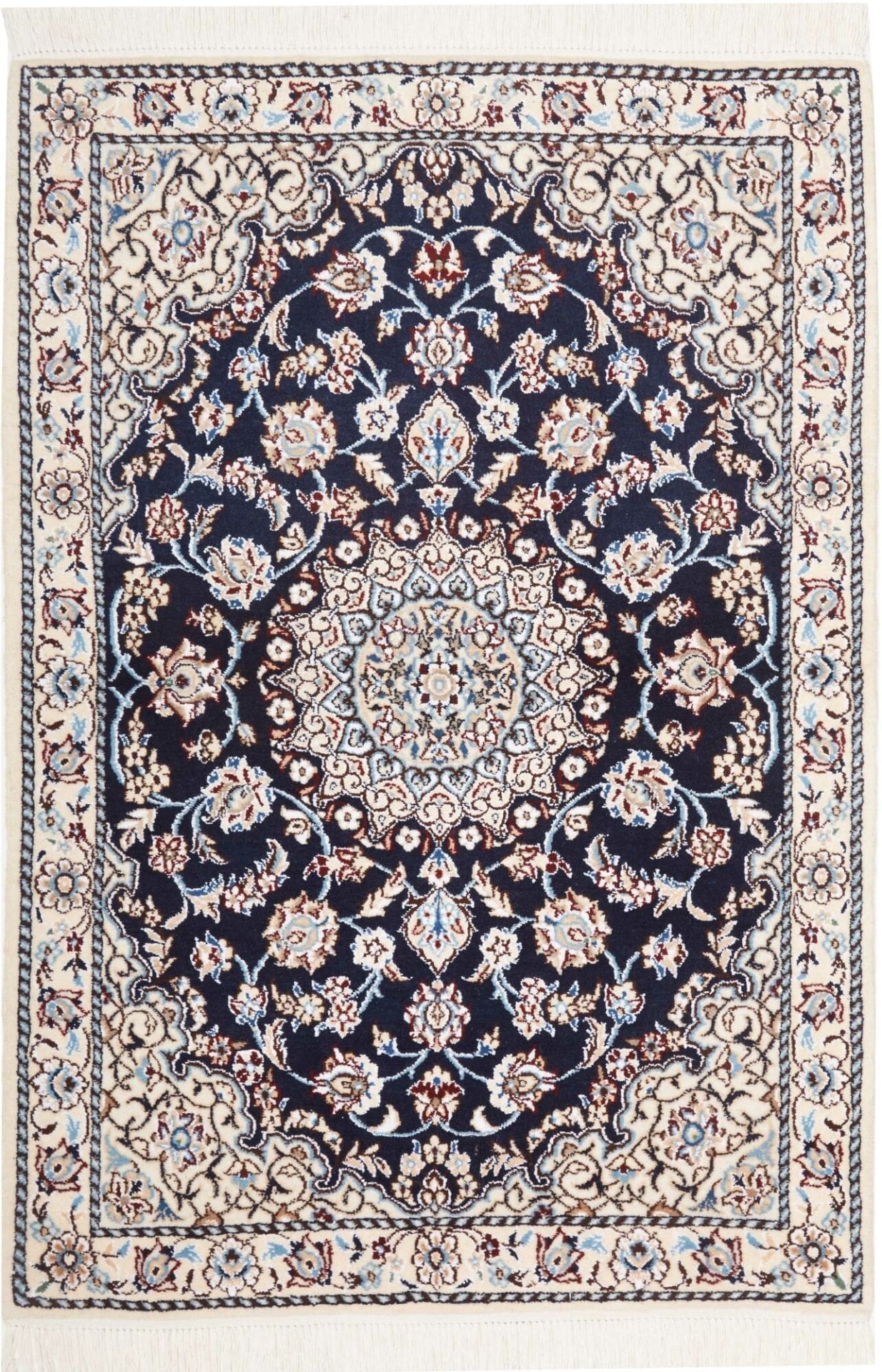 Nain Teppich 84 x 119 cm, florale Muster, handgeknüpft, Perserteppich