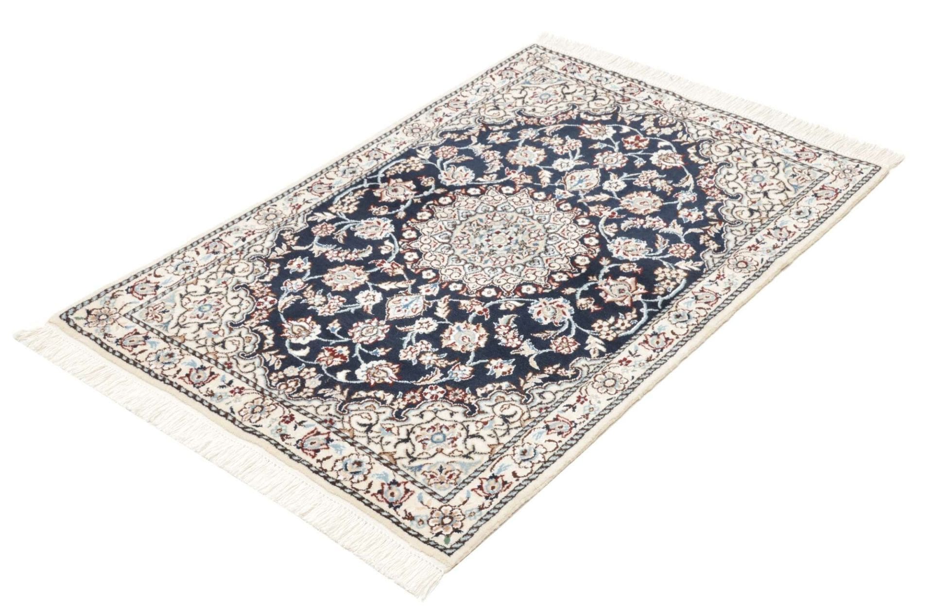 Nain Teppich 84 x 119 cm, florale Muster, handgeknüpft, Perserteppich