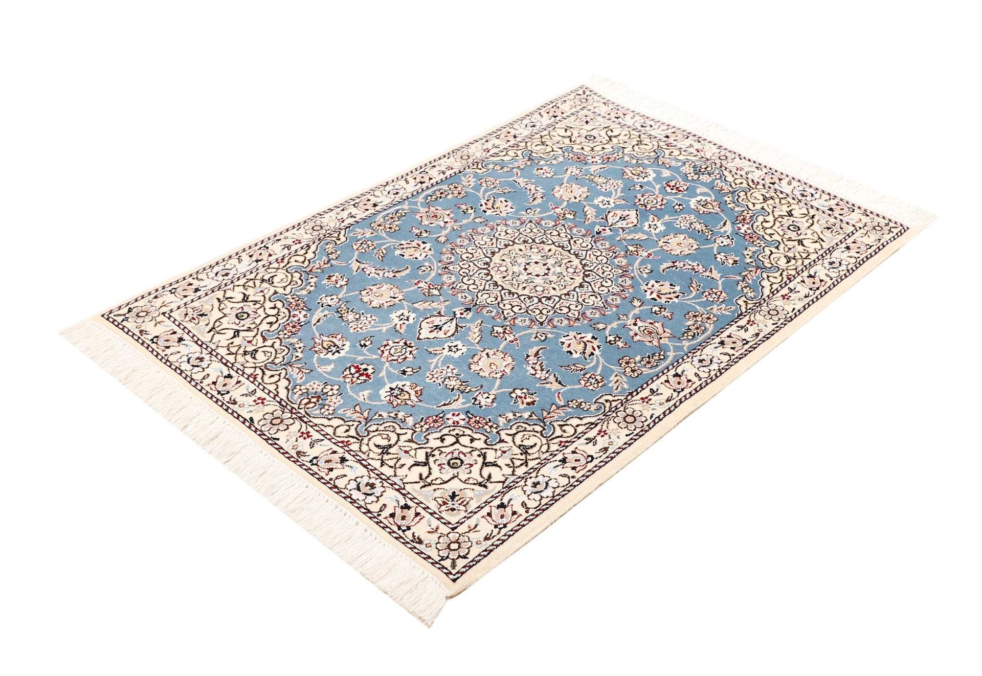 Nain Teppich 83 x 118 cm, florales Design, handgeknüpft