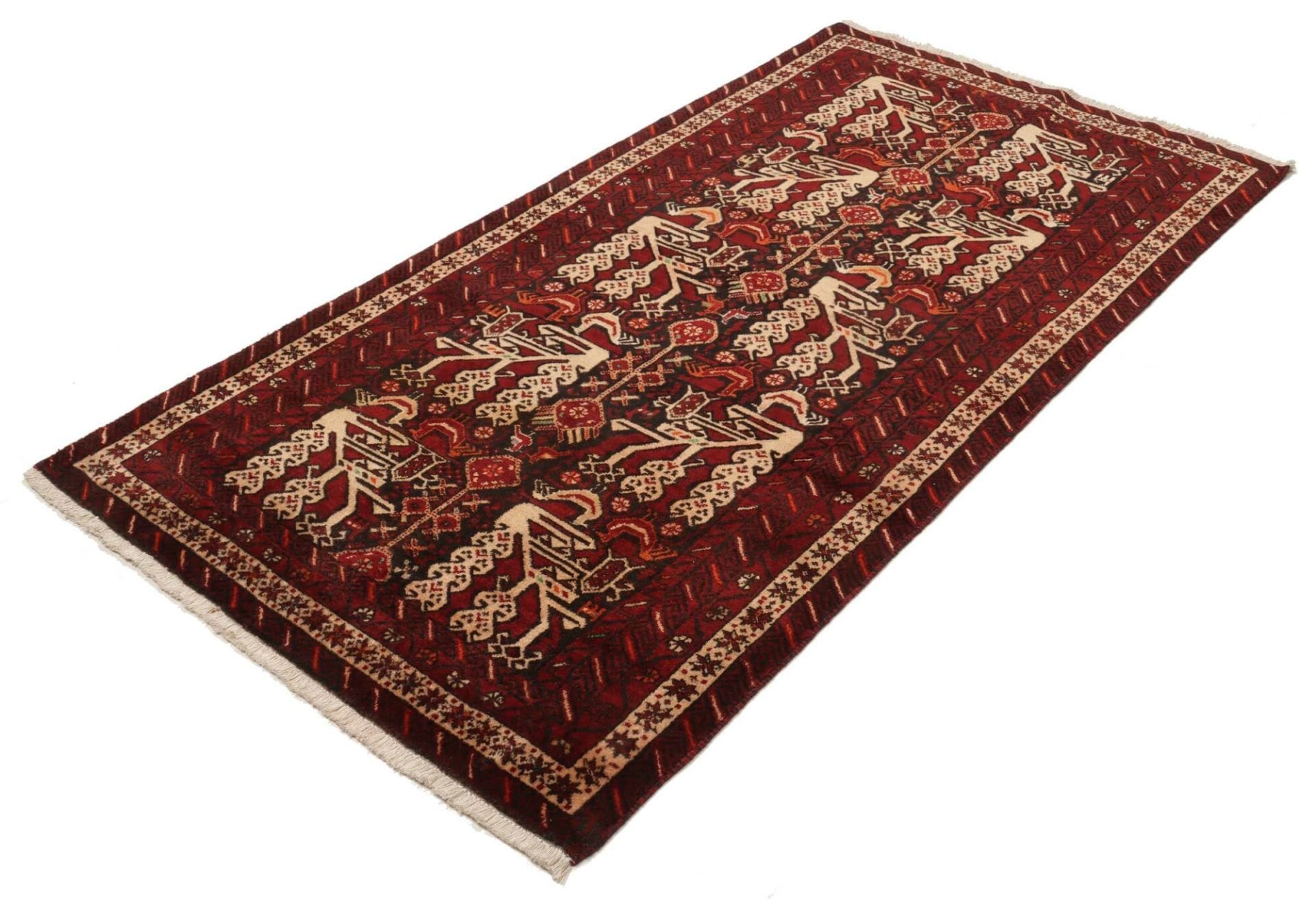 Orientteppich 105 x 190cm, handgeknüpft, Schurwolle, florales Muster