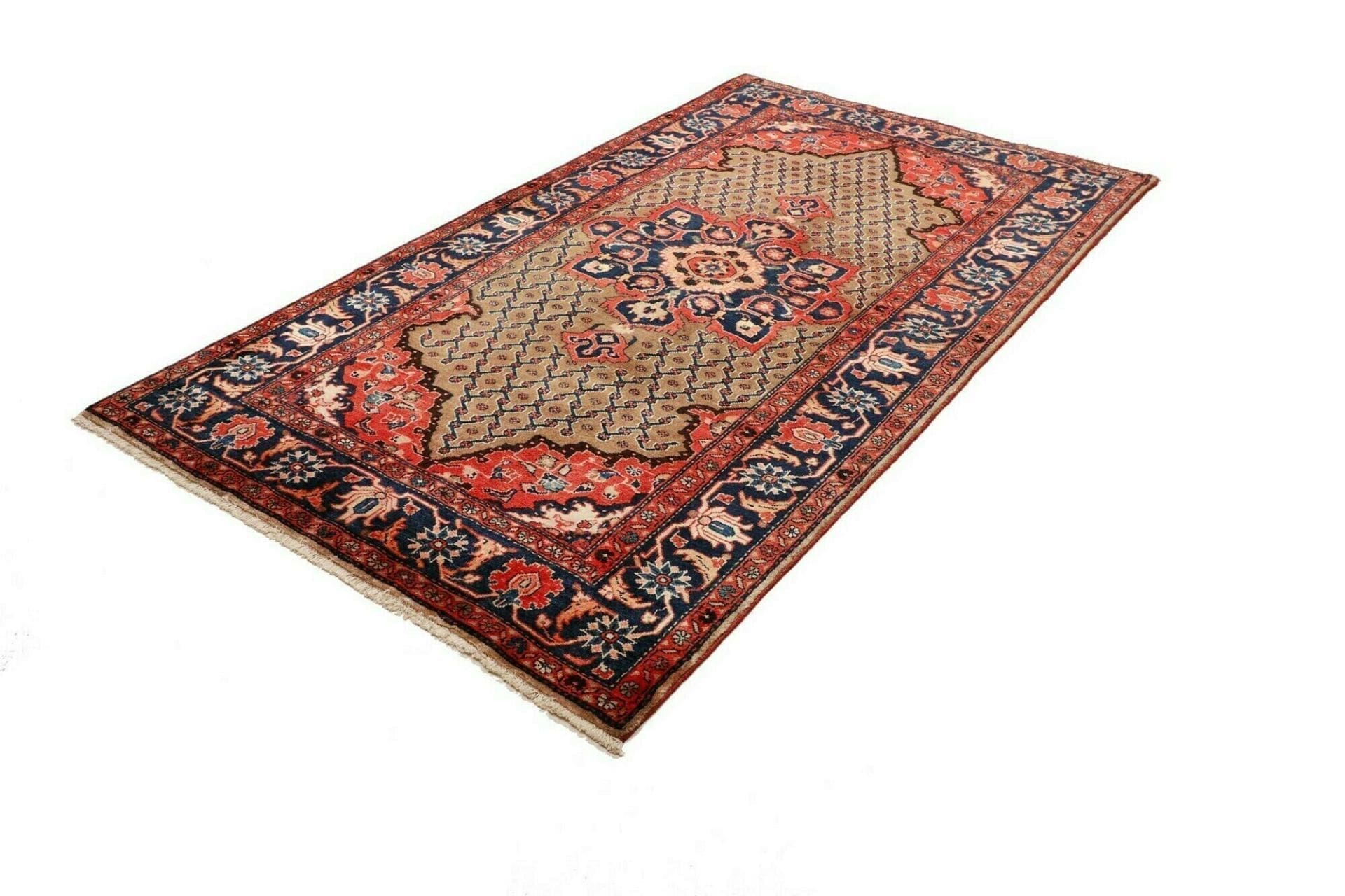 Hamadan Teppich 135 x 228cm, Herati-Muster, Schurwolle, handgeknüpft