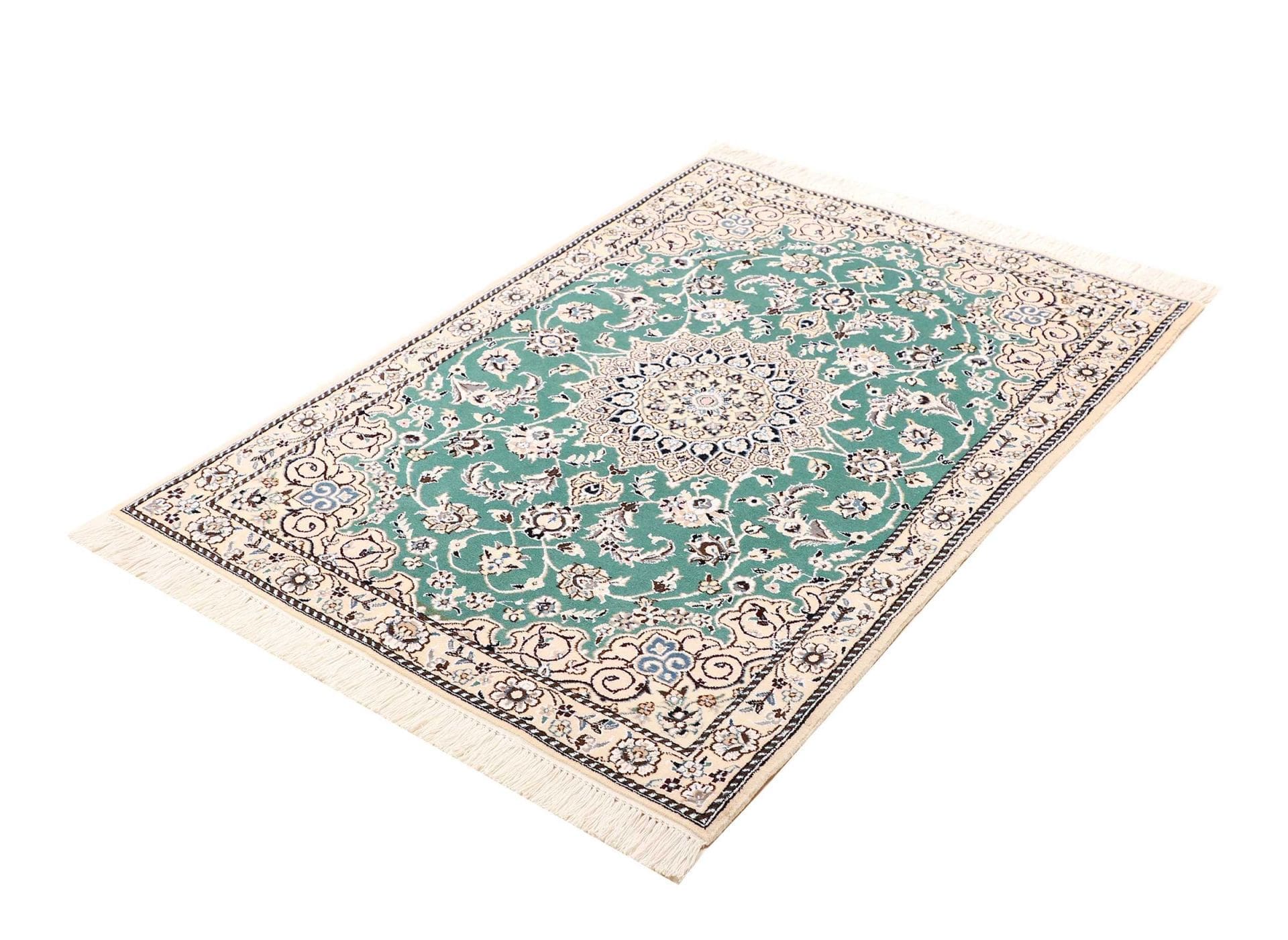 Nain Teppich 93 x 127cm, florale Musterung, handgeknüpft