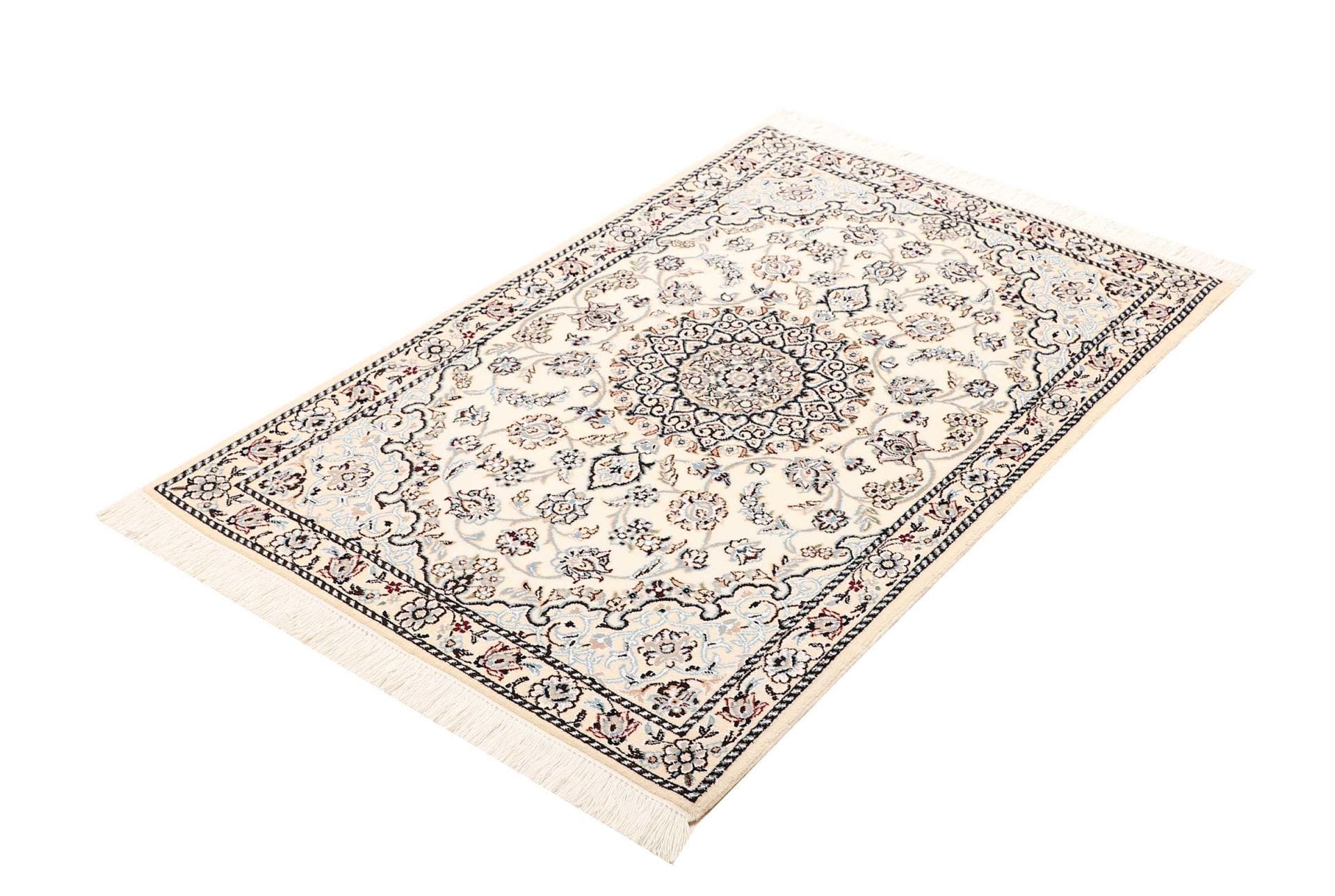 Nain Teppich 83 x 119 cm, florales Muster, handgeknüpft, Perserteppich