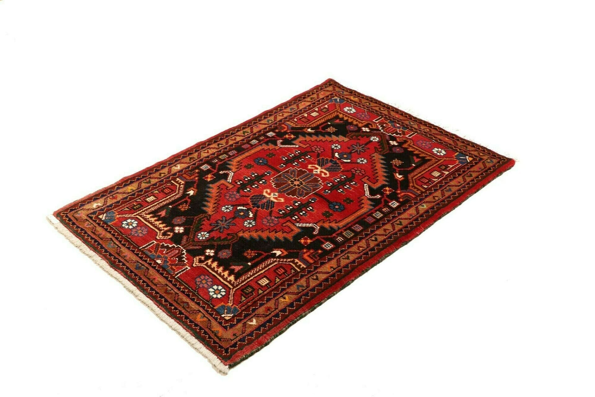 Hamadan Teppich 87 x 126cm, Herati-Muster, Schurwolle, handgeknüpft