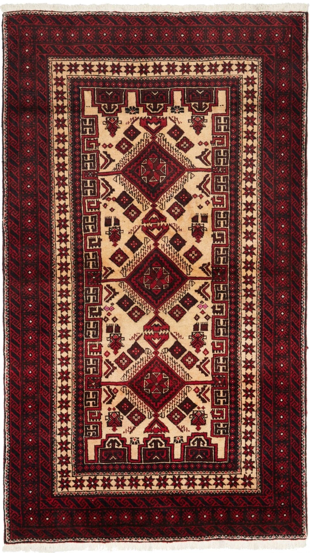 Perserteppich 108 x 184cm aus Schurwolle, handgeknüpft, Nain-Muster