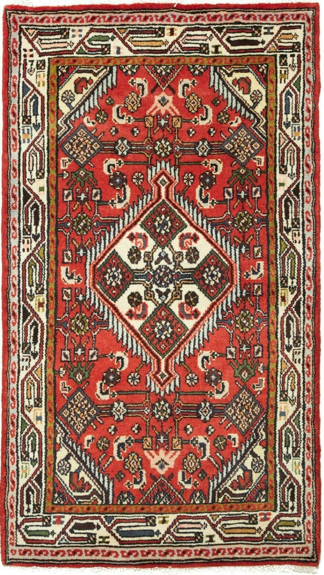 Hamadan Teppich 81 x 134cm, Herati-Muster, Schurwolle, handgeknüpft