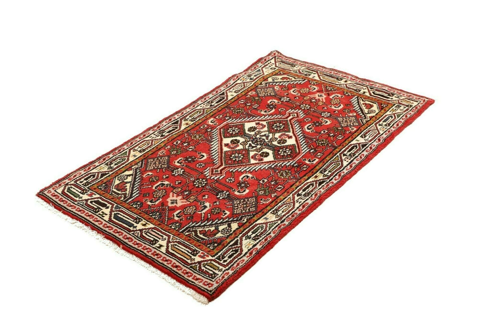 Hamadan Teppich 81 x 134cm, Herati-Muster, Schurwolle, handgeknüpft