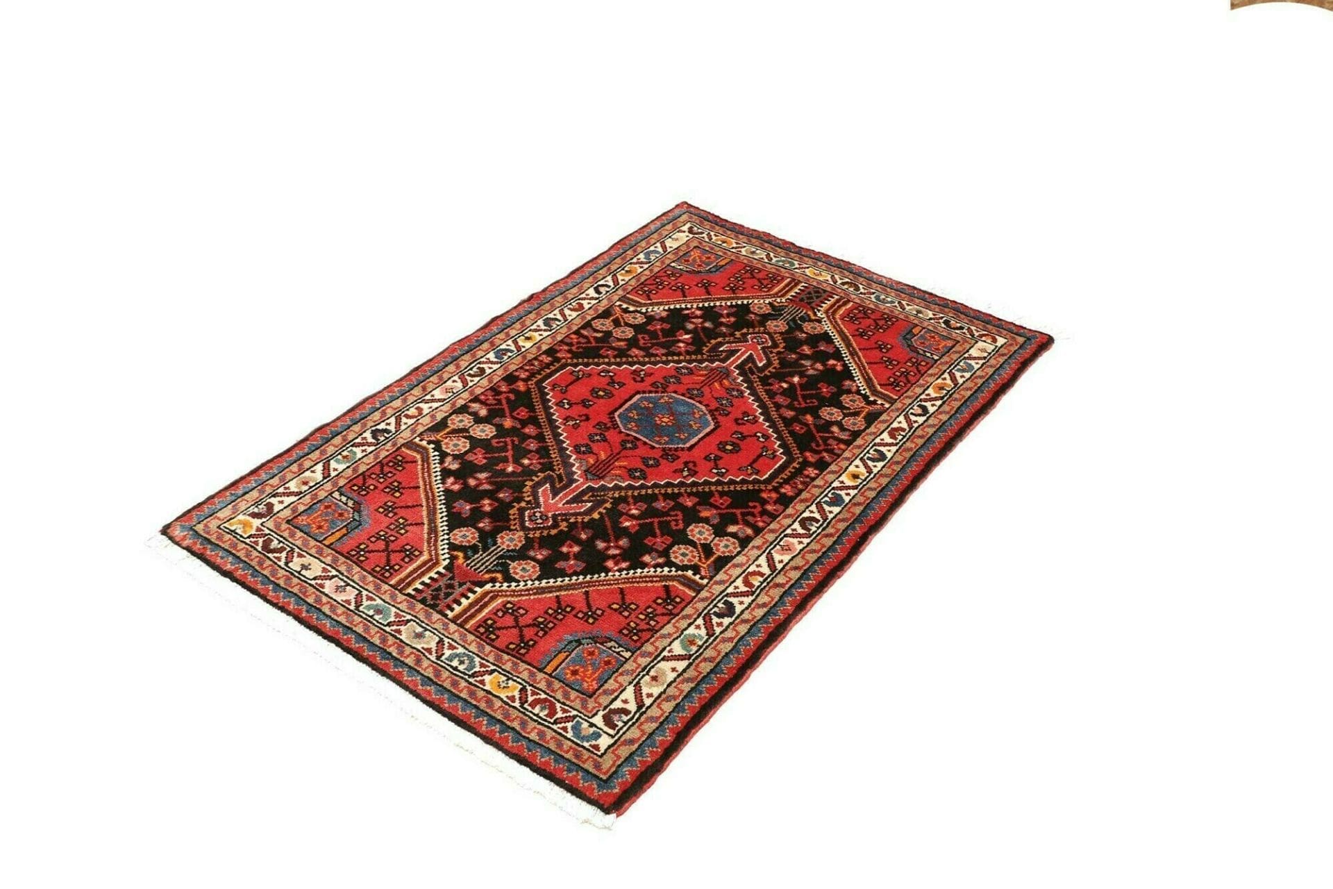 Hamadan Teppich 86 x 128 cm, Schurwolle, Herati-Muster, handgeknüpft