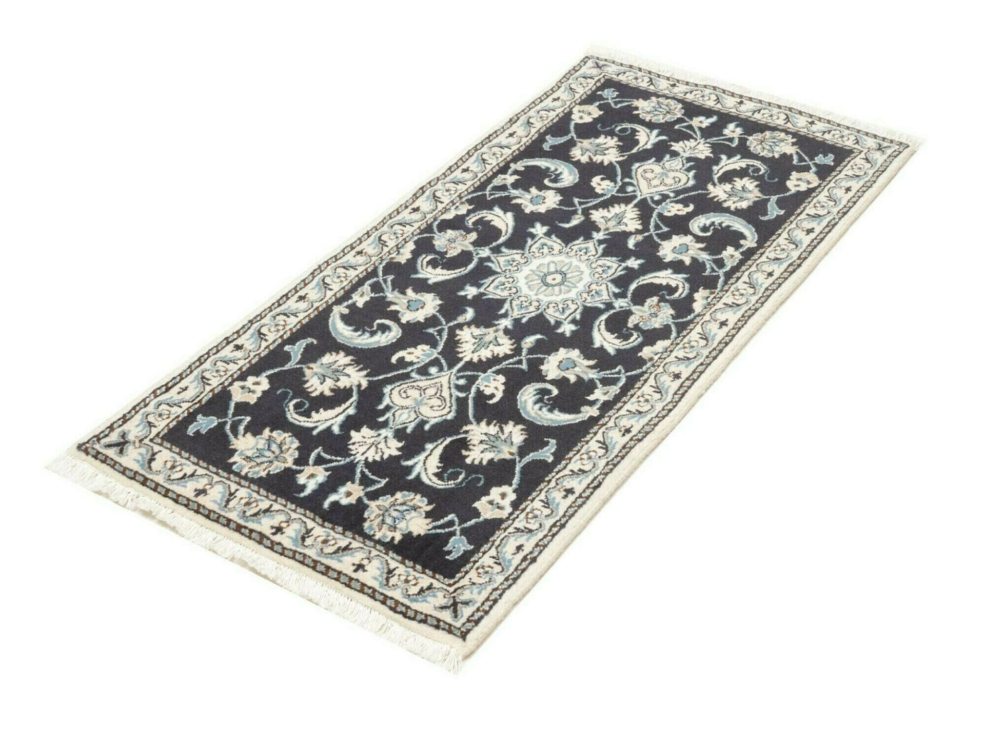 Nain Teppich 73 x 133 cm, florale Muster, Schurwolle, handgeknüpft