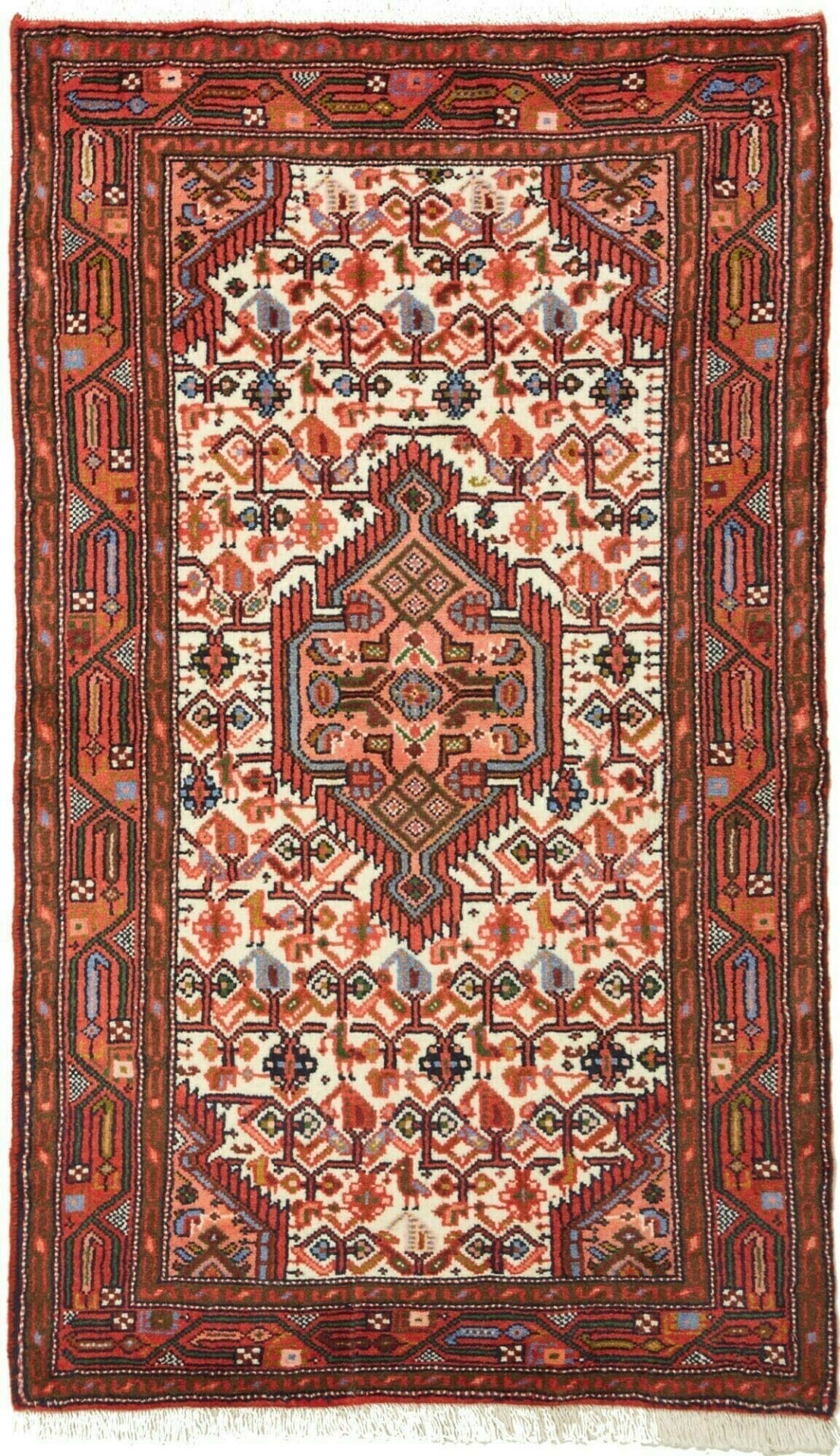 Hamadan Teppich 75 x 132 cm, Herati-Muster, Schurwolle, handgeknüpft